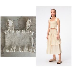 MOLO Rolfia Smocked Top Size 134 -140 9/10 Summer Sand